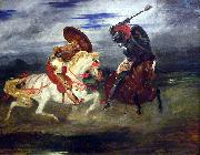 Eugene Delacroix Combat de chevaliers dans la campagne. France oil painting artist